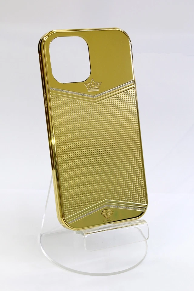 LUJO ORO 24K IPhone 13 pro edición cuadrada real con línea de cristal personalizado Foto 2 de 3