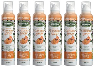 6x Fratelli Mantova Kurkuma-Gewürz Spray Basis von nativem Olivenöl extra 200ml