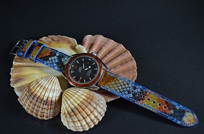 UHRENARMBAND 22 20 18 MM ECHT PYTHON FANTASIA 2 MA STRAP HANDMADE BAND + BUCKLE