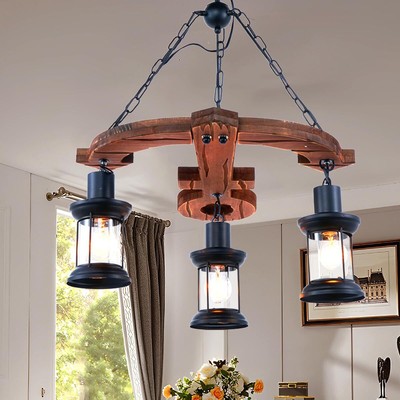 Creative Anchor Chandelier Vintage Pendant Light Wood Ceiling Lighting Fixtures