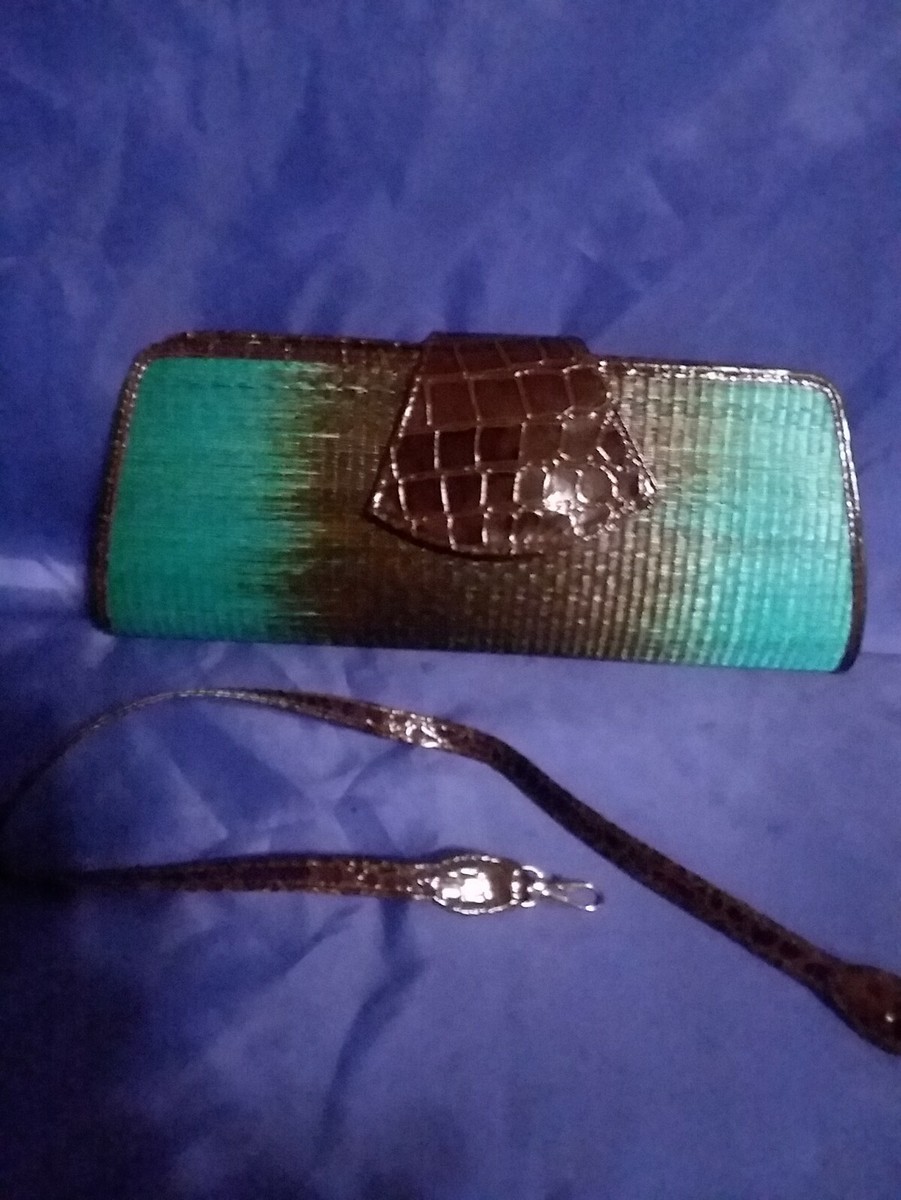 Le Sac straw woven handbag purse two tone