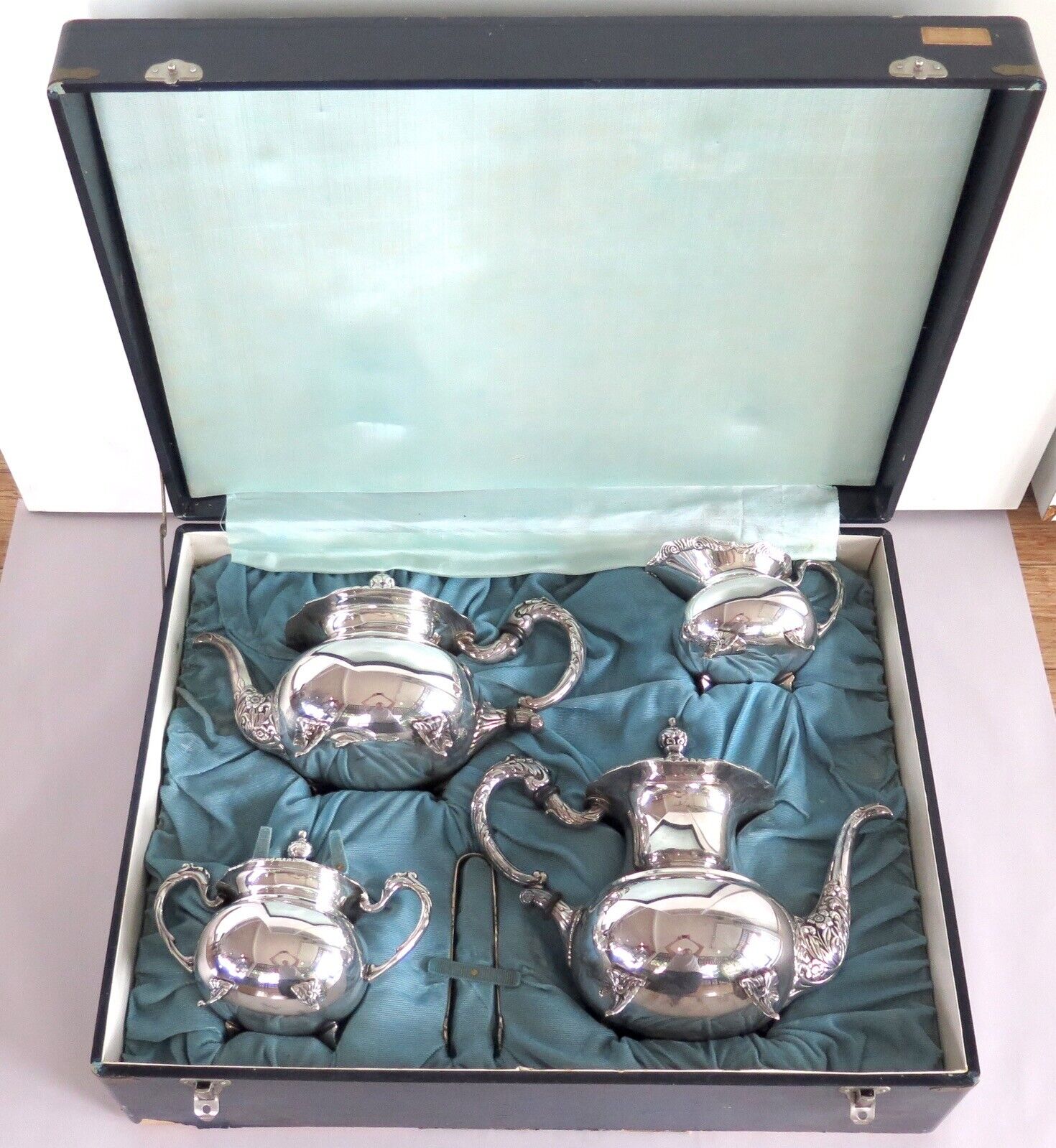 .Japanese Mid Century Export Sterling Silver Five Piece Tea Coffee Set 2416 g