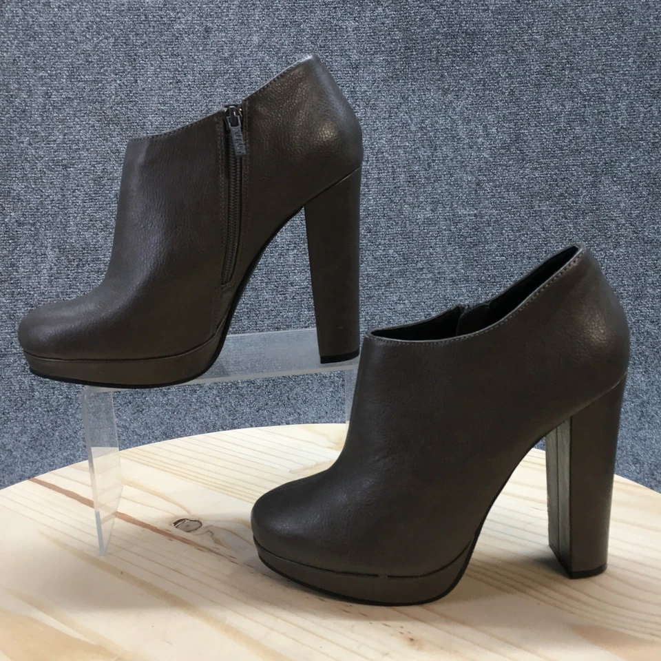 Michael Antonio Botas Mujer 6 Botines Tacones Informales Gris Cuero Cremallera Foto 2 de 4