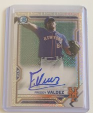 FREDDY VALDEZ - MOJO on card AUTO - 2021 BOWMAN CHROME - NEW YORK METS - BMA-FV