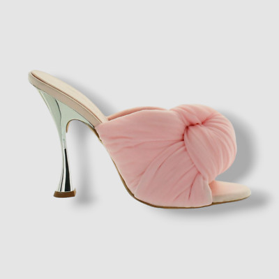 $1090 Giambattista Valli Women Pink Maxi Bow Leather Tulle Mule Sandal Shoe 39.5