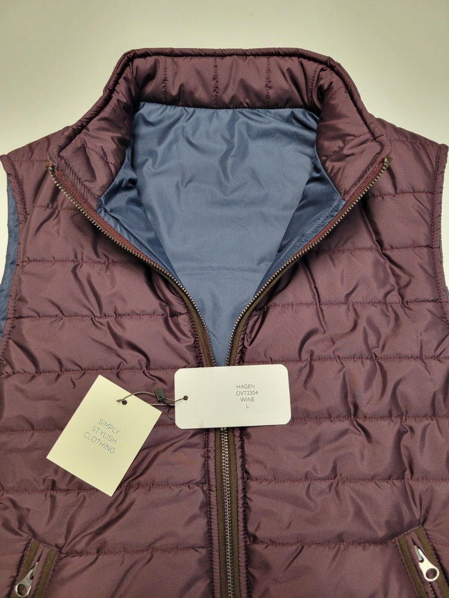 Gilet Matelassé Homme Hagen Carmélite - Vin Et Bleu - Taille M - Fermeture éclair - Neuf étiquettes