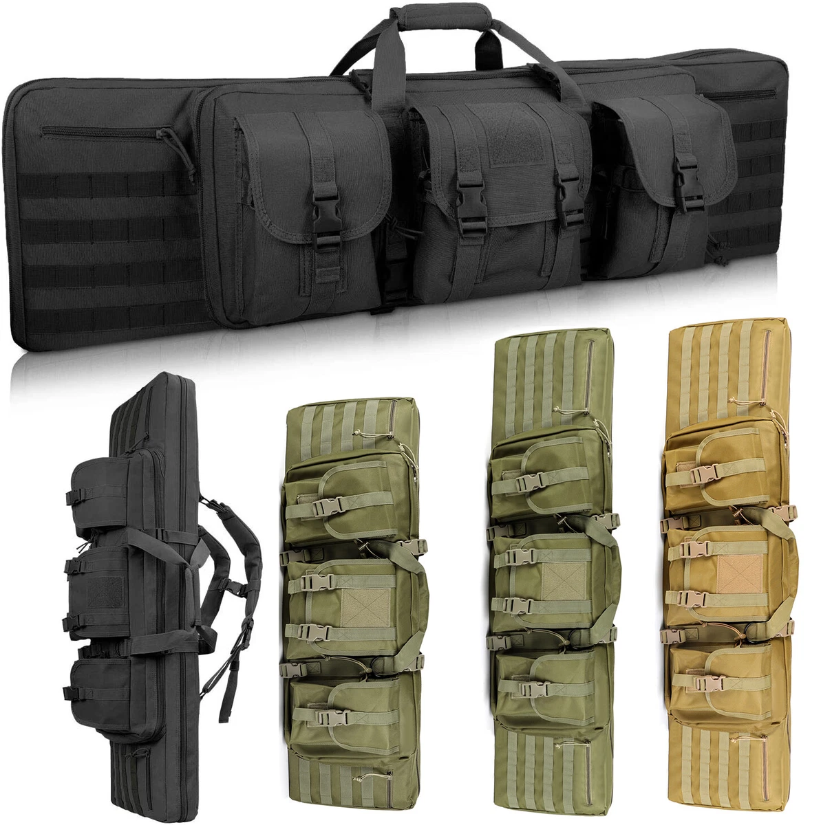 37/47 Heavy Duty 600D Double Tactical Gun Bag Soft Padded Rifle Case  Backpack