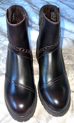 Earth Elements Taylen Walnut Leather w Brown Topstitch Ankle Booties Size 8(M)