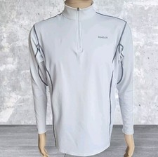 Reebok Sweatshirt Mens Large White Top Pullover Activewear Performance Logo
