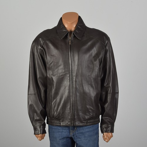 L Mens Leather Jacket Robert Comstock 