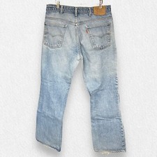 Vintage 80s Levi's 20517-0217 Jeans Orange Tab Sz 35 x 30 Distressed Light Wash