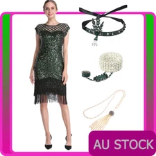 Deluxe Ladies 20s 1920s Roaring Flapper Costume Sequin Gatsby 20's Fancy Dress