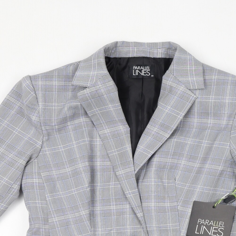 Parallel Womens Grey Geometric Jacket Blazer Size… - image 3