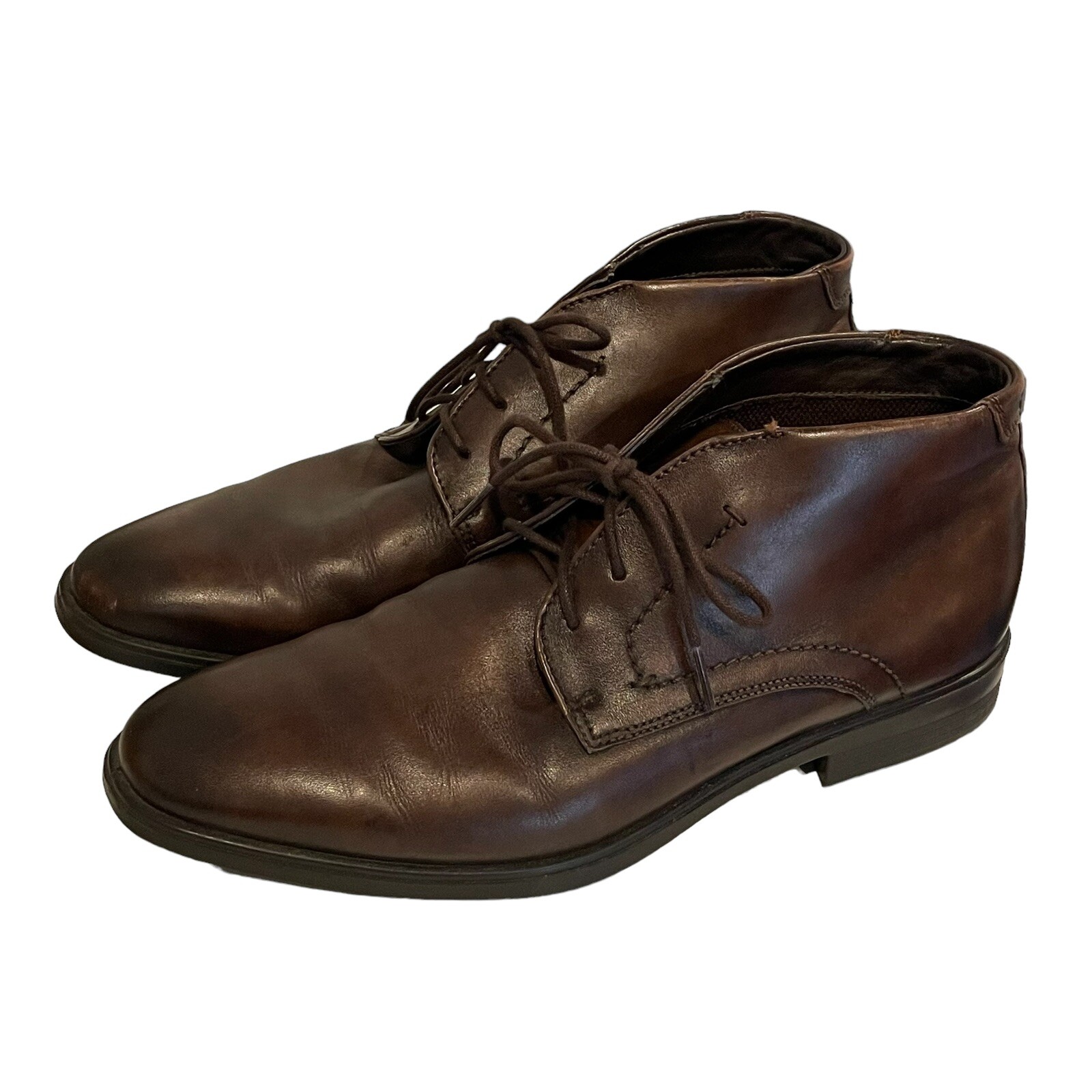 ECCO Chukka Boots Mens 10 Brown Leather Rubber Sole 3… Gem