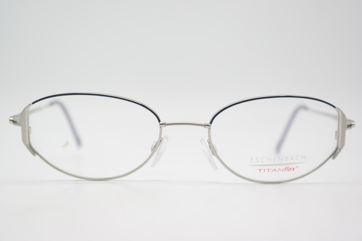 Occhiali Vintage Eschenbach Finline 3307 Titanio, Montatura Ovale Blu E Argento, Nuovi Stock Vecchio - Foto 5