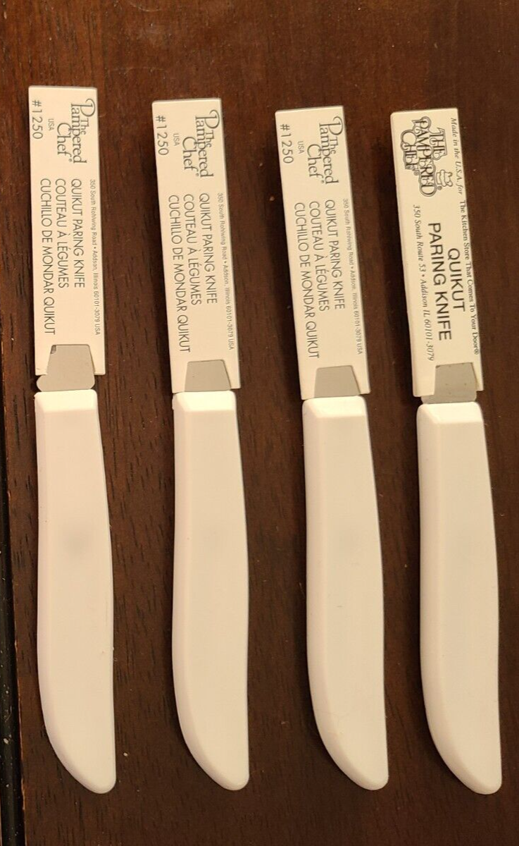Lot of 4 The Pampered Chef Quikut Paring Knives 2.5" Blade 1258 Set Of