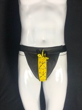 Men's Jockstrap Breathable Laces Underwear Black Leather Jocks GString Briefs K5