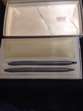 Vintage CROSS Gray Ball Pen And Pencil Set  2141 In Original Box