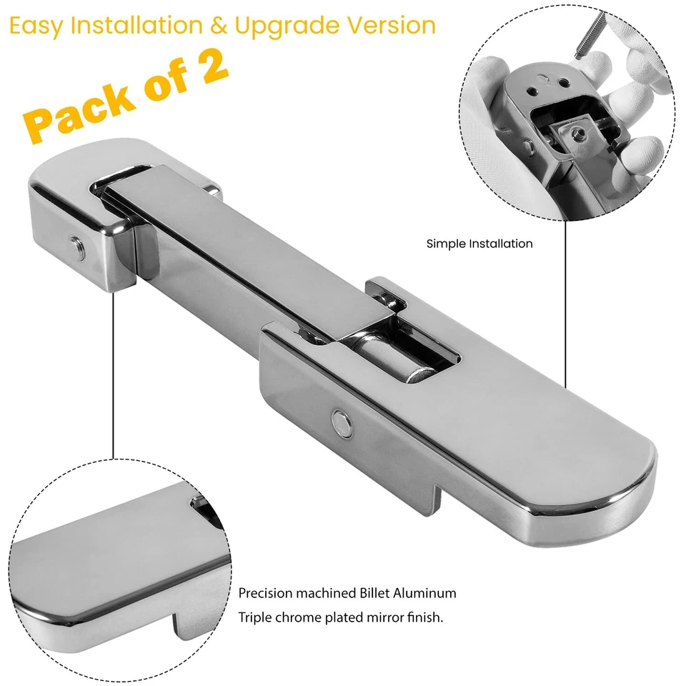 Juego de resorte de pestillo y pestillo de capó cromado Billet para Hummer H2 03-09 Foto 4 de 4