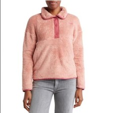 Spyder Womens L Cozy Quarter Snap Pullover in Misty Rose NEW