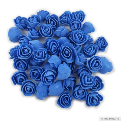 25/50 Schaumrosen Royalblau RosenKöpfe Foamrosen Kunstrose Hochzeit Blau Ø 3cm