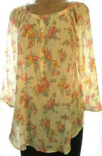 Lot of 3 Chaps Medium black midi dress, floral crepe blouse & ruffle top tank