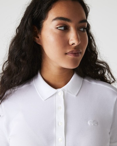 Lacoste PF5462 Polo Donna Bianco Cotone Slim Fit Taglia 36 - Foto 3 di 7