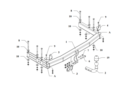 Gancio di traino fisso per AUDI 80 Avant (8C,B4
