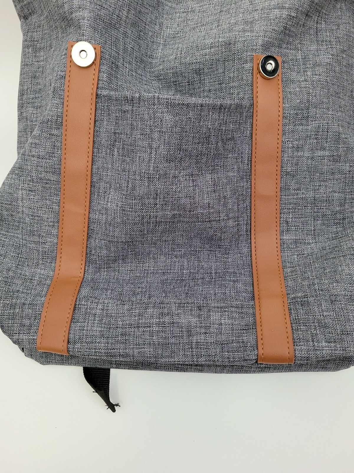 Prestige Canvas & Leather Gray/Black Unisex Backpack With Built In Laptop Sleeve