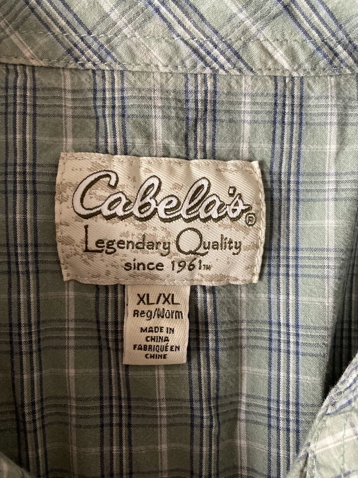 Cabela's Lot of 2 Men’s XL 100% Cotton S/S Plaid Button-Down Shirts Pearl Snap - Image 3 of 4