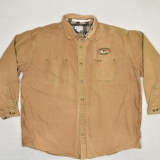 Carhartt Men Snap Flannel Lined Chore Shacket Canvas Cotton Brown Size 3XL S296