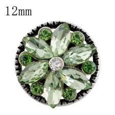 Mini Snap Jewelry Rhinestone Lt Green Flower fits 12mm Petite Ginger Accessories