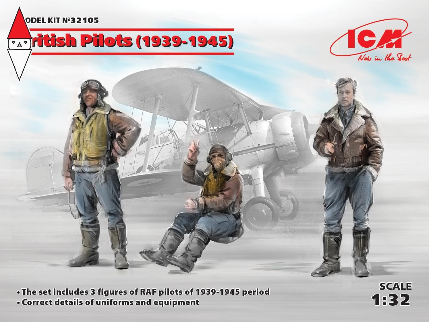 ICM 1/32 BRITISH PILOTS (1939-1945) (3 FIGURES) (NEW MOLDS)