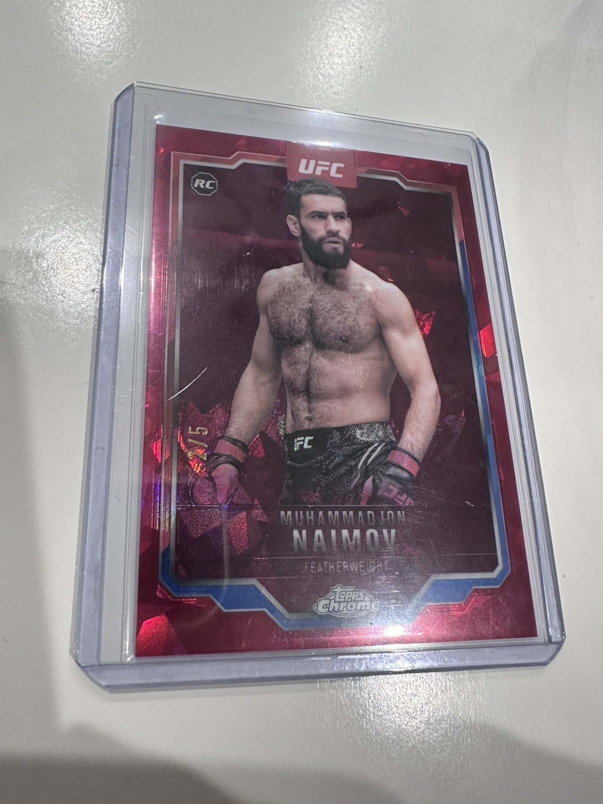 Topps 2025 Chrome UFC Sapphire Muhammadjon Naimov RC #45 red /5