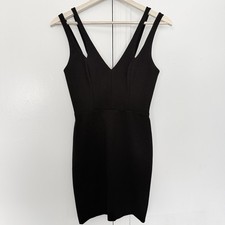 Amanda Uprichard Little Black Dress XS V-Neck Pencil Double Strap New York