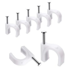 100 Pcs 10mm Cable Clips with Steel Nails, Wire Management Organizer Coax White