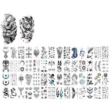 68 Sheets Large Black Temporary Tattoos for Adults, Waterproof Fake Tattoo