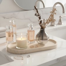 Sturdy 12  x6  Marble Vanity Tray   Italian Travertine for Sophisticated Style