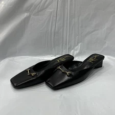 Sam Edelman Ollie Flats Women's 5 Black Leather Square Toe Slip On Mule EBS1158