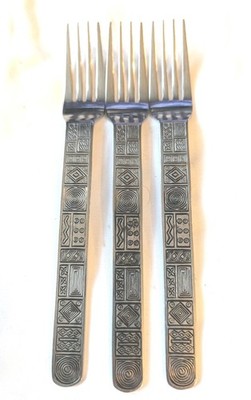 Cambridge AZTEC Stainless DINNER FORKS Set of 3 Replacement Glossy Discontinued