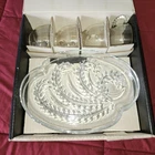 1950s Federal Glass Hospitality Snack Set 4 Cups 3 Plates Original Box Vintage