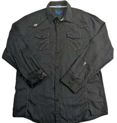 ROAR Parralel Black Long Sleeve Shirt Men's Sz XL Y2K 