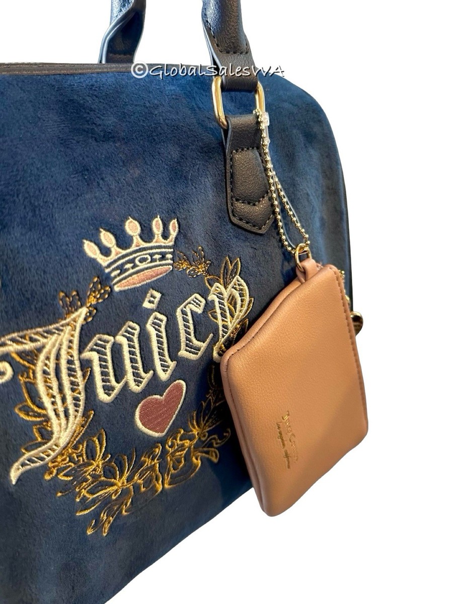 Juicy Couture Heritage Satchel Regal Blue Dusty Velour Crossbody