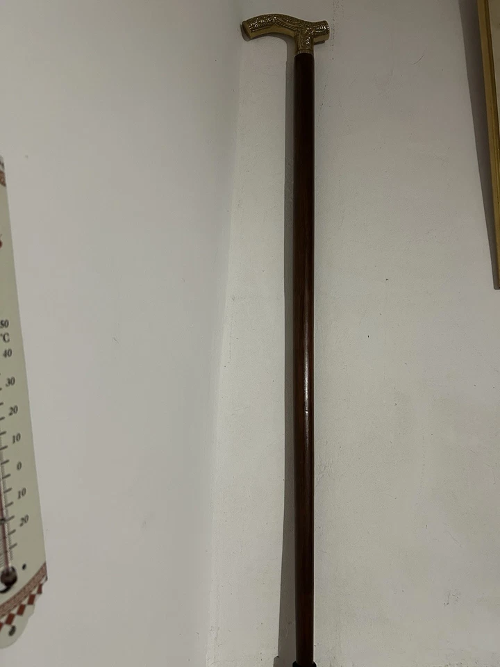 Ancienne Canne De Marche Tête Laiton - Photo 2/4