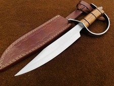 Custom Handmade Carbon Steel D-Guard Bowie Knife Hunting Survival Knife