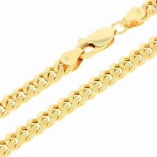 14K Yellow Gold Mens 4.5mm Miami Cuban Link Chain Lightweight Pendant Necklac...