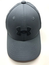 Under Armour Baseball Cap Flexfit Gray Kids Youth Sz S/M Stretch Black Logo