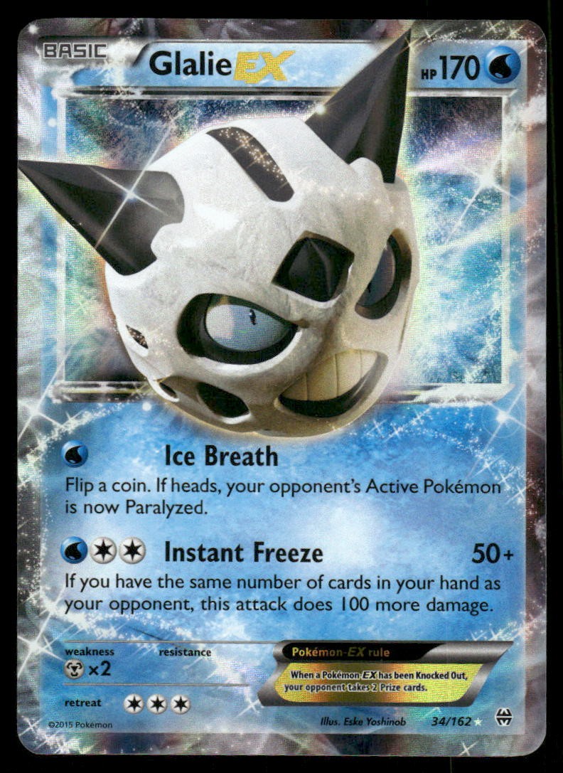 Glalie EX 34/162 Holo EX Rare BREAKthrough Pokemon Moderately Played