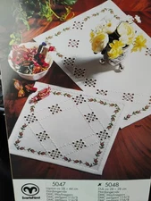 Swedish Svartafaret Vtge Hardanger Table Topper Kit 5048