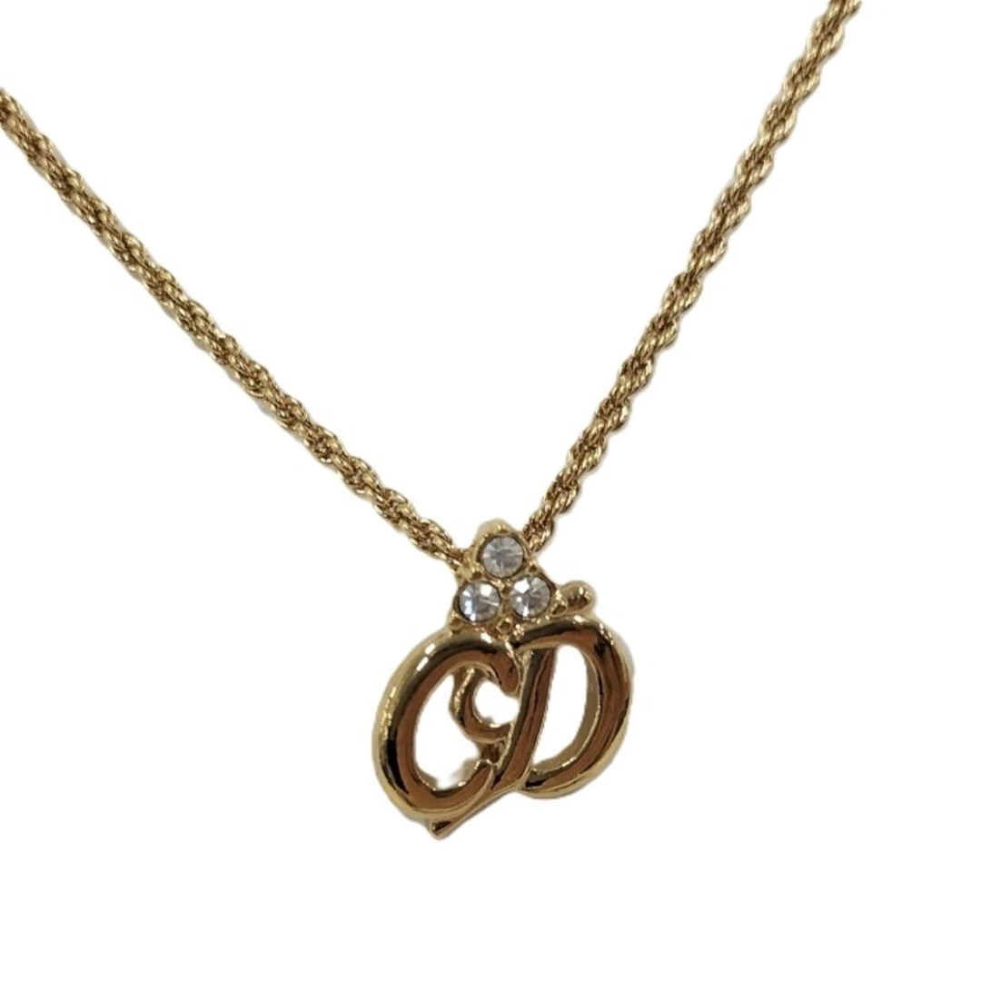 Collana Dior Christian logo strass oro GP usata SKAI 0